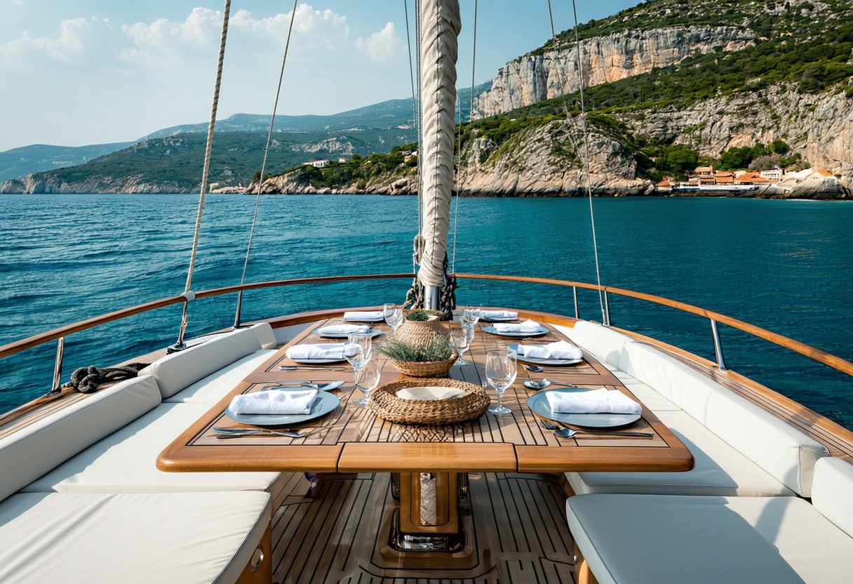 Traditional Turkish gulet yacht sailing on turquoise Mediterranean water